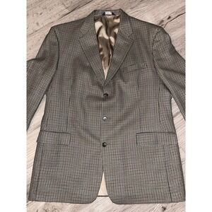 Vintage 90s Y2K Burberry Mens Wool Houndstooth Sport Coat Blazer Jacket Size 46L